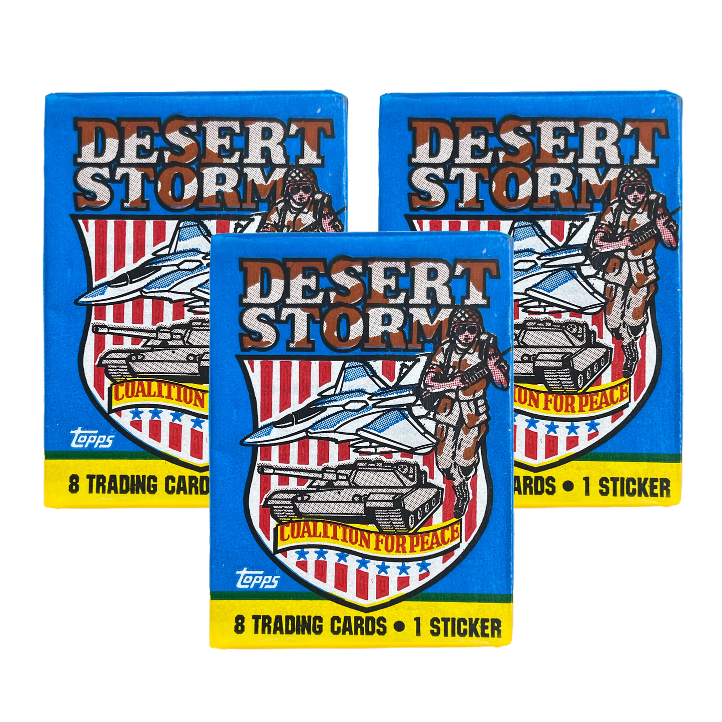 1991 Topps Desert Storm Trading Cards Pack (Unopened) – 8 Cards + 1 Sticker – Gulf War Era Military Collectible