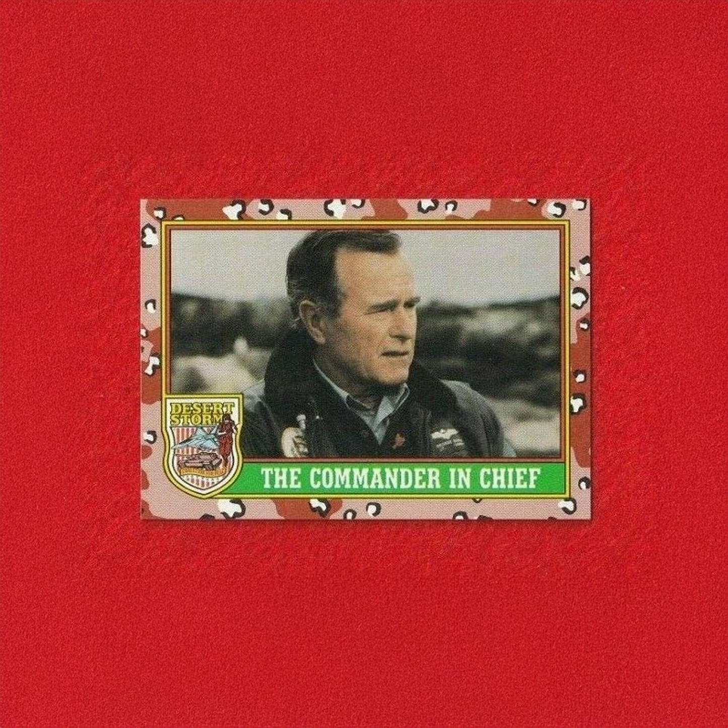 Sample cards from 1991 Topps Desert Storm pack – includes President Bush and Gulf War generals