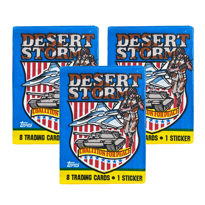 1991 Topps Desert Storm Trading Cards Pack (Unopened) – 8 Cards + 1 Sticker – Gulf War Era Military Collectible